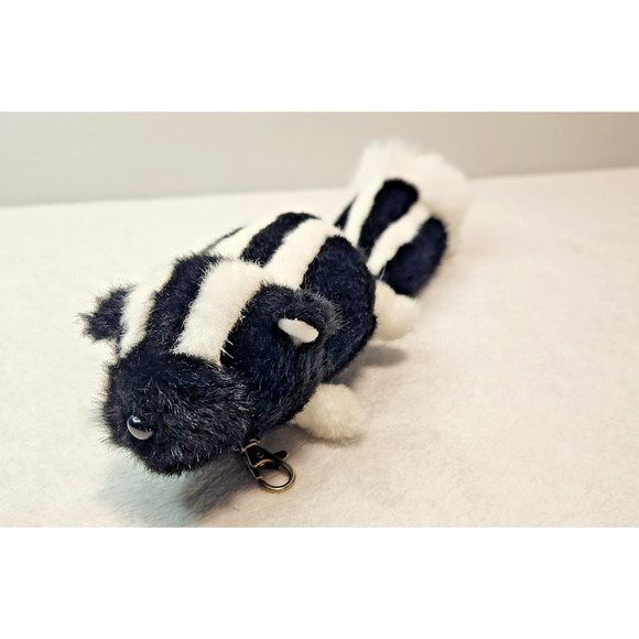 Vintage Skunk Plush Keychain Purse Bag Clip Pouch Rear View Mirror Hanger 14" - Picture 2 of 7